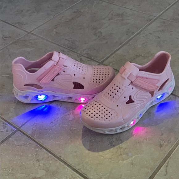 Skechers Pink Light-Up Kids Sneakers - Picture 1 of 6